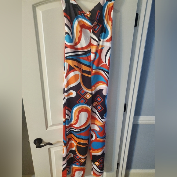 Multicolor halter/tube jumpsuit with back tie NWOT - Picture 1 of 7